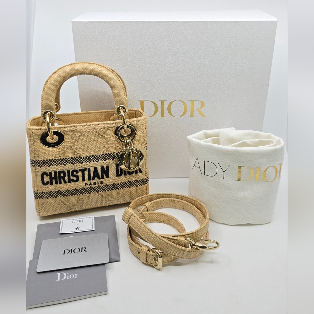 Dior Mini Cannage Raffia Lady D-Lite